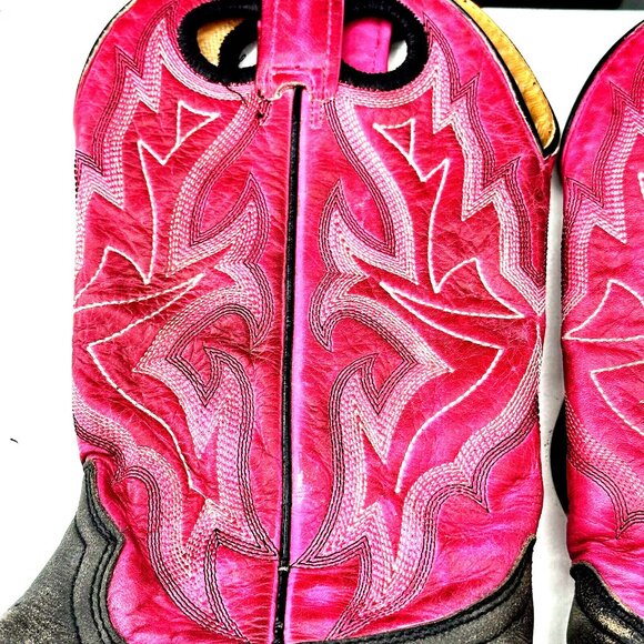 Vintage Stetson Cowboy Boots Western Ranch Leather Pink Gray Womens Size 5.5 - Picture 10 of 14